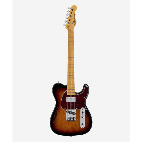 A very playable semi-hollow telecaster-style guitar with a humbucking neck pickup, swamp ash top, 22 medium jumbo frets, sunburst finish and more.