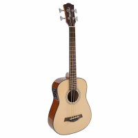 Acoustic travel bass 620mm scale, solid top, die cast machine heads, Fishman Presys EQ, with bag.