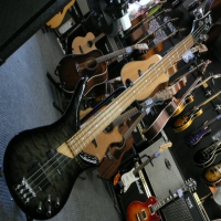<p>Active 4-string with 1 single coil and 1 double coil wilkinson pickup. Black quilt finish.</p><p></p>