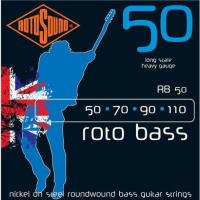 Heavy gauge set of nickel on steel bass guitar strings by rotosound.