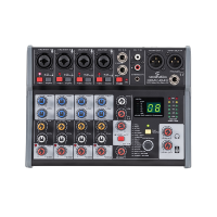 <p>Good quality compact mixer, featuring four microphone inputs with 48v phantom power.</p><p>1 stereo input channel, plus one stereo tape return with RCA and stereo minijack input available.</p><p>Built-in USB/Bluetooth media player.</p><p>Balanced XLR outputs.</p><p><br /></p><p></p>