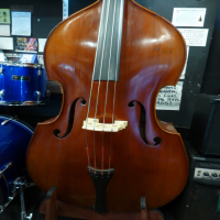 <p>Lovely all-solid 3/4 size double bass.&nbsp; Made in Reghin.</p><p>Condition: This had a crack from the left f hole down to the bottom of the table.&nbsp; It has been very nicely repaired with cleats fitted, and set up with quality strings (Thomastik Spirocore).&nbsp; There are various small marks on the body, but nothing major.</p><p>We also have available a high quality double bass stand for an additional &pound;120 if required.</p><p>Grab yourself a great double bass!</p>