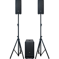 Compact, portable and powerful PA system<br />Includes 2 x satellite speakers, active subwoofer, speaker stands and speaker cables