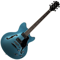 Stunning semi-acoustic guitar with blue metallic finish, Entwistle pickups, C shape neck, and great playability.