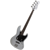<p>Amazing Korean-made Jazz Bass in Sterling Silver, with matching headstock, lovely slim neck profile, quality pickups, and more!</p><p>Inlcludes heavy duty padded gig bag.</p>