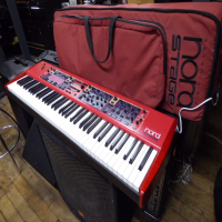 <p>Superb performance keyboard with independent sections for Drwabar Organ, Piano/ Electric Piano, Synth and Effects.</p><p>One of the most popular gigging instruments around!</p><p>Very good condition, apart from one key which has a slight chip on the front(pictured)</p><p>Comes with Nord wheelie bag.</p><p>MASTER SECTION:</p><p>&nbsp;&nbsp;&nbsp; Master Level Control<br />&nbsp;&nbsp;&nbsp; Wooden Pitch Stick<br />&nbsp;&nbsp;&nbsp; Modulation Wheel<br />&nbsp;&nbsp;&nbsp; 21 x 6 Program Locations<br />&nbsp;&nbsp;&nbsp; 2 Live Buffers<br />&nbsp;&nbsp;&nbsp; 2 Individual Panel Setups<br />&nbsp;&nbsp;&nbsp; 3 Morph sources (Modulation Wheel, Control Pedal, Aftertouch)</p><p>ORGAN SECTION:</p><p>&nbsp;&nbsp;&nbsp; B3 Tone Wheel Organ-, Vox Continental- and Farfisa-models with full polyphony<br />&nbsp;&nbsp;&nbsp; 9 Digitally Controlled Drawbars<br />&nbsp;&nbsp;&nbsp; Percussion Controls<br />&nbsp;&nbsp;&nbsp; Vibrato / Chorus Control<br />&nbsp;&nbsp;&nbsp; 2-Part Multitimbral (2 manuals)</p><p>PIANO SECTION:</p><p>&nbsp;&nbsp;&nbsp; 2 Acoustic Grands<br />&nbsp;&nbsp;&nbsp; 2 Upright Pianos<br />&nbsp;&nbsp;&nbsp; 3 Electric Pianos (Mk I, II, V)<br />&nbsp;&nbsp;&nbsp; Wurlitzer A200 Electric Piano<br />&nbsp;&nbsp;&nbsp; Clavinet D6<br />&nbsp;&nbsp;&nbsp; CP-80 Electric Grand<br />&nbsp;&nbsp;&nbsp; 40-60 Voices Polyphony<br />&nbsp;&nbsp;&nbsp; 4 Selectable Velocity Curves<br />&nbsp;&nbsp;&nbsp; Clavinet EQ Controls<br />&nbsp;&nbsp;&nbsp; 2-Part Multitimbral</p><p>SYNTH SECTION:</p><p>&nbsp;&nbsp;&nbsp; Analog synthesis: 10 Modeling Waveforms - including Dual Saw, Hard Sync and PWM<br />&nbsp;&nbsp;&nbsp; FM synthesis: 2 &amp; 3 Operator FM Synthesis<br />&nbsp;&nbsp;&nbsp; Wavetables synthesis: 32 waveforms<br />&nbsp;&nbsp;&nbsp; 16 Voices Polyphony<br />&nbsp;&nbsp;&nbsp; Unison Control - with no reduction in polyphony<br />&nbsp;&nbsp;&nbsp; Timbre Controls<br />&nbsp;&nbsp;&nbsp; Amplitude Envelope<br />&nbsp;&nbsp;&nbsp; Modulation Envelope<br />&nbsp;&nbsp;&nbsp; 12/24 dB LowPass Filter with Resonance<br />&nbsp;&nbsp;&nbsp; 300 Memory Locations, 3 Categories<br />&nbsp;&nbsp;&nbsp; 2-Band Equalizer<br />&nbsp;&nbsp;&nbsp; 2-Part Multitimbral</p>