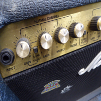 <p>Classic '90s 80 watt guitar amplifier by Marshall.</p><p>Condition: A few stickers and a band name 'Radiateur' on the top (as seen in the pics).</p>