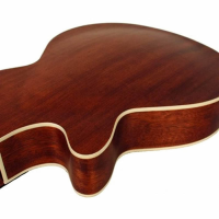 Very nice thin-bodied electro-acoustic guitar with open pore natural finish.