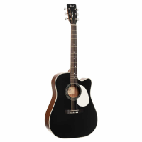 Lovely-looking acoustic guitar with black top and natural wood back &amp; sides.&nbsp; It features a solid cedar top, dreadnought body shape, Fishman electronic system, cutaway, and more!